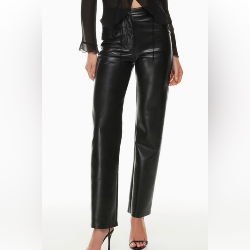 Wilfred Black Straight Leg Leather Pants